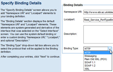 Supported binding types