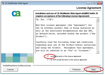 CA SiteMinder Web Agent v6QMR5: License Agreement