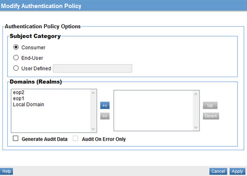 Modify Authentication Policy