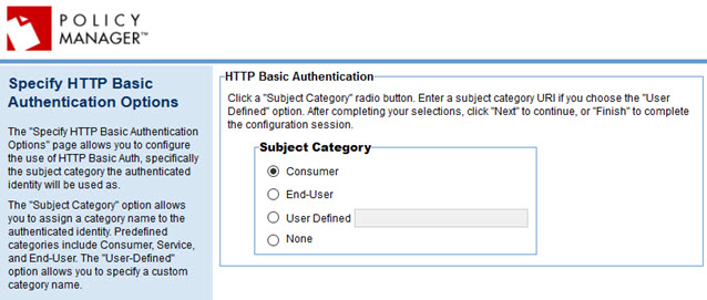 HTTP Security Policy Configuration: Specify HTTP Basic Authentication Options