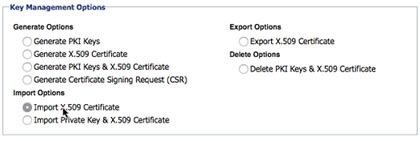Manage PKI Keys: import certificate