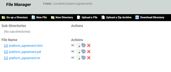 File Manager, Agreements folder