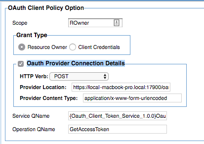 OAuth Client Policy Options